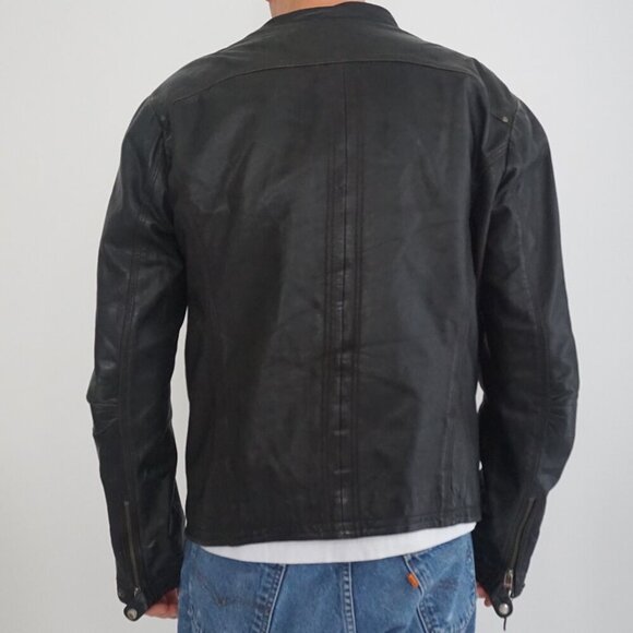 Vintage 1986 Danielle Leather Black 100% Soft Leather Zip Up Moto Biker Jacket L - Picture 2 of 14